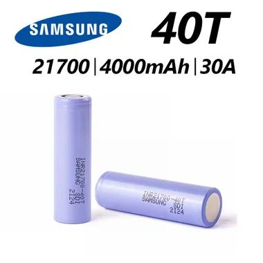 21700 – 4000 MAH – 30A – 3.7V | 40T INR FLAT TOP Recharchable Battery | Samsung