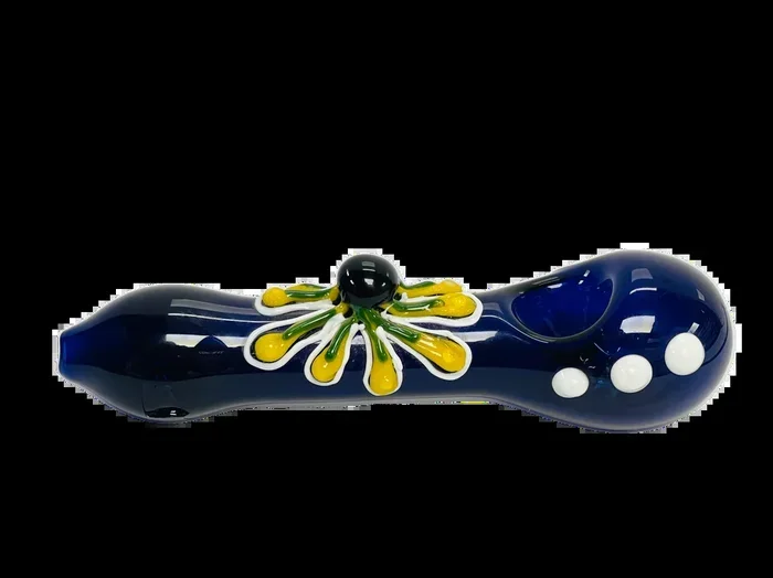 6” BLUE PIPE WITH FLOWER GLASS PIPE
