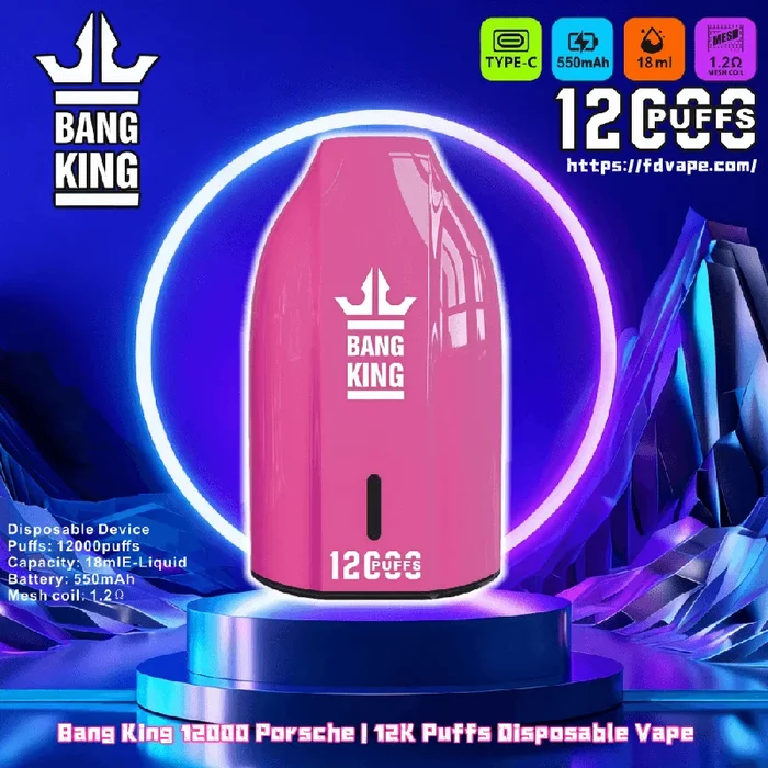 Bang King 12000 Porsche 12K Puffs Vape desechable 0% 2% 3% 5% Nicotinas 12Tastes Batería recargable Vape Factory al por mayor