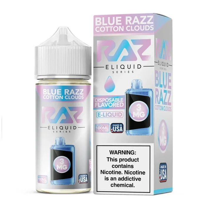 Pod Juice X RAZ – Blue Razz Cotton Clouds – 100ML E-Liquid